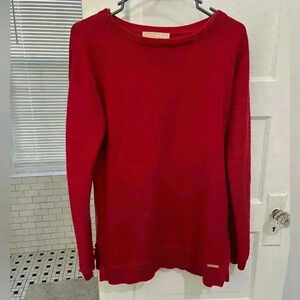 Michael Kors red long full crewneck womens quiet luxury sweater size medium